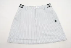 中古 レディース アドミラルゴルフ Admiral Golf スカート M グレー×ホワイト 裏地付 ストライプ