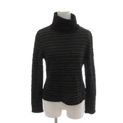 ルネ Rene 美品 ニット セーター ボーダー ストライプ柄 タートルネック 38 黒 ブラック /MG ■ECF003