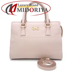 Salvatore Ferragamo サルヴァトーレフェラガモ ガンチーニ GG-21F317 2Wayバッグ レザー ピンクベージュ/351417【中古】