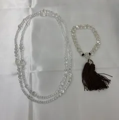 N【中古】247 クリスタル ネックレス ブレスレット2本セット まとめ売り お得 水晶 数珠