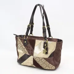634)COACH コーチ トートバッグ パッチワーク シグネチャー スエード F17614