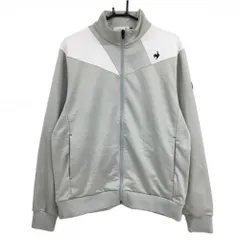 【美品】ルコックゴルフ ジャケットブルゾン 白×ライトグレー 後ろロゴプリント  メンズ LL ゴルフウェア le coq sportif
