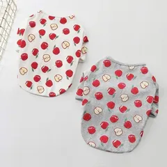 【新作】超可愛い! 小型犬 リンゴ柄 ペット服 お散歩 ドッグウェア カットソー Tシャツ ペットウェア 犬 服 猫服 ワンちゃん服 ネコ雑貨 サ