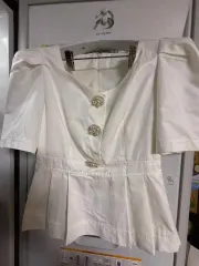 パフスリーブ ジーン パール 半袖 ブラウス