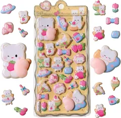 K-Bom おしりぷにぷにシール かわいい ぷくぷく 推し 3D マシュマロ ふわふわ もちもち もっちりスクイーズ ステッカー シール帳 デコレーション (いちごミルクうさ)