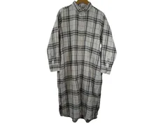 k01250116008　UNIQLO ユニクロ　XLサイズ　白ベースに紺色と茶色のチェック　　ワンピース or ドレス　シャツワンピース　秋冬