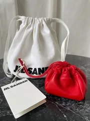 JIL SANDER ジルサンダー  RIPPLE POUCH ポーチ リップル ドローストリング レザー ポーチ 赤のサムネイル