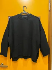 Y【Y3-37】◇ mizuiro ind　サイズ不明　クルーネックセーター　黒色　レディース