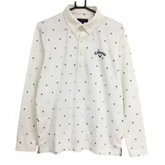 キャロウェイ 長袖ポロシャツ 白×ネイビー 総柄 裏微起毛 メンズ L ゴルフウェア Callaway