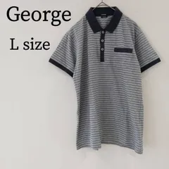 George. ジョージ メンズ トップス シャツ ポロシャツ ボーダー 半袖 ハーフボタン グレー Lのサムネイル