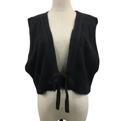 サマンサモスモス SM2 ビスチェ ベスト ニット ショート丈 ケーブル編み 鹿の子編み F グレー