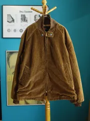 60s コーデュロイジャケット 裏ボア アメカジ ボアジャケット 太畝 ブラウン ベージュ L相当 短丈
