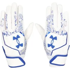 アンダーアーマー ジュニア用バッティング手袋 ホワイト×ロイヤル 6001317 100