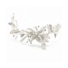 【新品】 【irismile】ヘッドドレス ウェディング 小枝アクセサリー シルバー リーフ パール ビジュー 髪飾り ブライダル 結婚式 二次会 前撮り 和装 卒業式 ヘアアクセサリー (シルバーA) 0