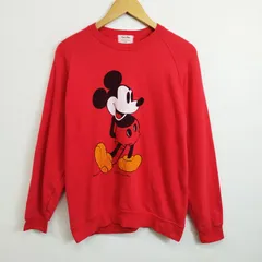 80s Friend Mickey DISNEY ミッキー スウェット 日本製 ビッグ プリント 古着 VINTAGE レッド C739