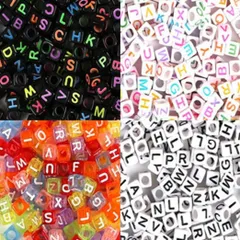 【新着商品】手芸 DIY 手作りアクセサリー ブレスレト ハンドメイド 6mm パーツ アクセサリー アルファベット (キューブ型4タイプ800個) ビーズ HappyHome