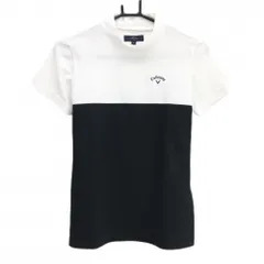 【美品】キャロウェイ 半袖ハイネックシャツ 白×黒 バイカラー 胸ロゴ レディース S ゴルフウェア Callaway