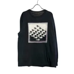 古着 90s M.C. ESCHER Sky and Water I エッシャー 空水鳥魚 ロングスリーブT ブラック サイズ不明