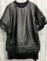 JUNYA WATANABE COMME des GARCONS クロコエンボストップス ジュンヤワタナベ コムデギャルソン 半袖ワンピース ブラック size XS