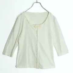ピンクハウス★お花モチーフ♪カットソーカーディガン サイズM アイボリー系 薄手 無地 z18872