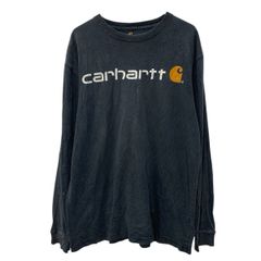 メキシコ製 carhartt 長袖 プリントTシャツ M ブラック カーハート プルオーバー ワンポイント オリジナルフィット 春物 a803-6263