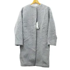 未使用 タグ付き N. エヌドット ノーカラー ロングコート 羊毛 アンゴラ混 ライトグレー レディース サイズ M 166-5252065 L005-08-0319③
