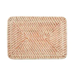 【新着商品】カゴ 15004768 幅36×奥行26×高さ3cm かご 重なるラタン長方形バスケット用フタ 無印良品