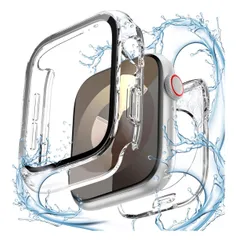 【360度防水設計】 CAERMA for アップルウォッチ カバー Series 11/10/9/8/7/SE3/SE2/SE/6/5/4 40mm 超薄型 for Apple Watch カバー 2in1防水 PC素材 硬度9H強化ガラス