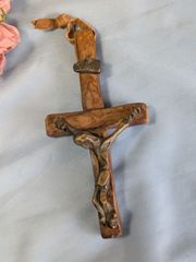 アンティーク 十字架 INRI ヴィンテージ 木製 31.5cm キリスト像付き 