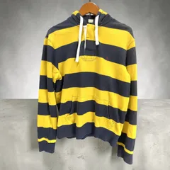 Ralph Lauren POLO by Ralph Lauren　ラルフローレン ボーダー柄　パーカー　フーディ　ポケット付き　ネイビー×カラシ　M
