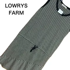 【新品タグ付き】LOWRYS FARM　ローリーズファーム　ボーダー　アシンメトリー　膝丈ノースリーブワンピース　コットン100% ブラック×ベージュ