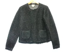 k05250124137　120%cashmere　42　黒×白　XLサイズ程度　アウター　テーラードジャケット　秋冬