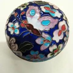 茶道具　香合　景泰藍　七宝焼　中国美術　蝶々　小物入れ　AYM3-32