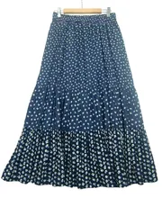 k05250124048　PAUL＆JOE ユニクロ　Mサイズ　紺×白　　スカート　ロング/マキシ　通年