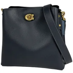 コーチ COACH ウィロウ バケット バッグ カラーブロック ショルダーバッグ レザー ネイビー C3766 レディース 【中古】