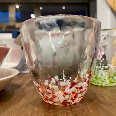 【東あずま店　併売品】　津軽びいどろ　びーどろ　青森県　アオモリ　AOMORI　透明　赤　RED　レッド　朱色　コップ　グラス　glass　CUP　硝子　ガラス　可愛い