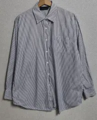 オーバーサイズ S ) DKNY ネイビー 縦 ストライプ シャツ