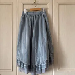 / axesfemme　アクシーズファム　skirt　denim　デニム　刺繍　花柄　水色　フリル　lace　レース　お呼ばれ　デート　オフィスカジュアル　食事会　Mサイズ 38 9号