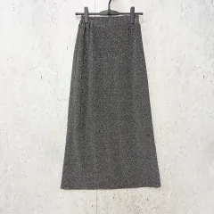 NEUNA ヌナ ロングスカート ウエスト後ろゴム ラメ キラキラ スリット入り ブラック シルバーラメ Fサイズ ◎_◇〇