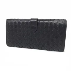 【倉吉店】 中古 BOTTEGA VENETA | ボッテガヴェネタ 長財布 イントレチャート/Wホック長財布 134075 ブラック 【125】