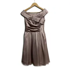 aimer(エメ) ドレス サイズ9号 レディース美品  - ピンクベージュ Vネック/ノースリーブ/ひざ丈/プリーツ