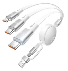 【新登場&3つのtype-c（100W+10W+10W）】3in2 巻き取り充電ケーブル 3in2 充電ケーブルタイプc×3 USB-C to USB-C けーブルPD対応100w/5A QC4.0 高速充電 usb type -c 最大1oow高速データ転送
