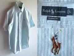 希少 00sビンテージ Ralph Lauren ラルフローレン CLASSIC FIT ポロポニーロゴ刺繍 ストライプ オックスフォード BDシャツ L ミントブルー
