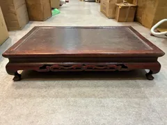 唐木 花台  香狭間透 猫脚 飾台 盆栽台 紫檀調 煎茶道具 木造 古美術 華道具