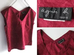 90s-00sビンテージ agnes b. アニエスベー ローズ柄 花柄プリント 片側サイドジップ Vネック ノースリーブシャツ プルオーバーブラウス