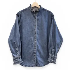 美品 JOURNAL STANDARD relume ジャーナルスタンダード レリューム デニムフリルブラウス サイズFREE インディゴブルー コットン 綿100% レディース 春 ゴーゴー古着マルイ草加店3633