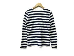 k03241204159　無印良品　Mサイズ　白色×紺色　　トップス　長袖Tシャツ　通年