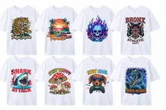 メンズ＆レディース カスタム プリントTシャツ  黒白　速乾 ラウンドネック 半袖 - ロゴ/テキスト/デザイン印刷、カジュアル チームユニフォーム、半袖シャツ、イベント用