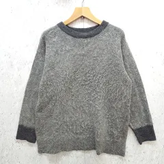 AMERICAN HOLIC アメリカンホリック ニット プルオーバー クルーネック バイカラー サイドスリット グレー Lサイズ ◎、◇〇