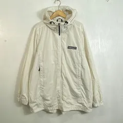 Timberland ティンバーランド ナイロンパーカー テック フルジップ ウィンドブレーカー 古着 VINTAGE ライトアウター ビッグ ロゴ マーク プリント XL ホワイト系 C771